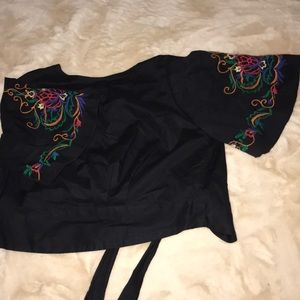 Black blouse with tie back